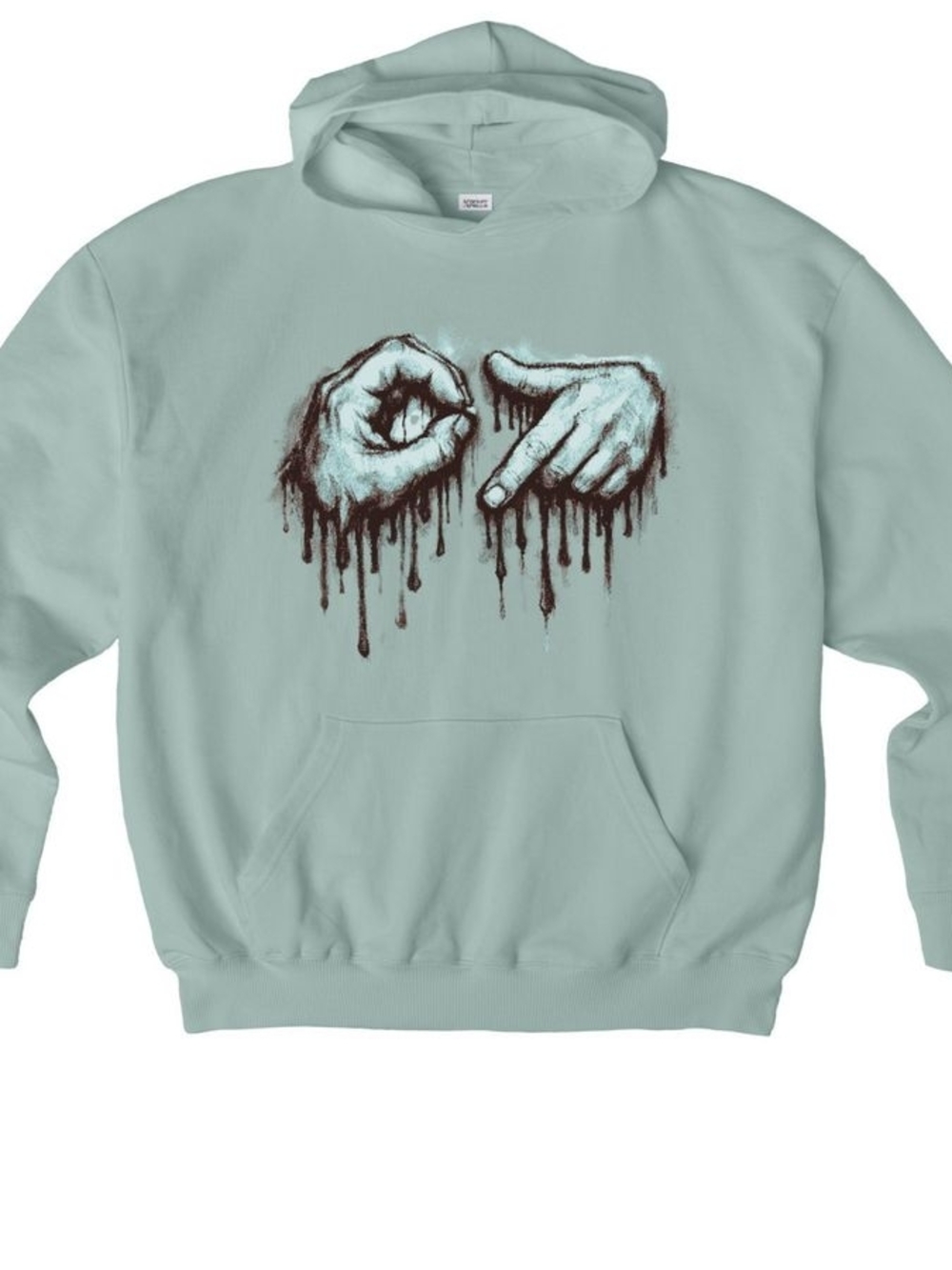 Drip Hand Graphic Hoodie Sweatshirt - Seafoam Green